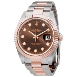 Datejust 41 Chocolate Diamond Dial Steel and 18K Everose Gold Oyster Men's Watch 126331CHDO