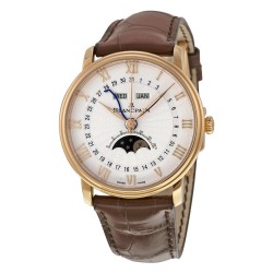 Villeret Moonphase & Complete Calendar Automatic Oplaine Dial Brown Leather Men's Watch 6664-3642-55B