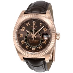 Pre-owned Rolex Sky Dweller GMT Automatic Brown Dial Men's Watch 326135BRAL