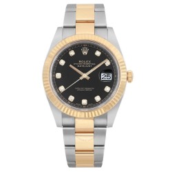 Pre-owned Rolex Datejust Automatic Chronometer Diamond Black Dial Men's Watch 126333 BKDO