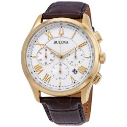 Classic White Textured Dial Men's Chronograph Watch 97B169
