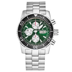 Pre-owned Revue Thommen Diver Chronograph Green Dial Men's Watch 17030.6121