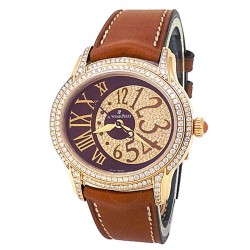 Pre-owned Audemars Piguet Millenary Diamond Brown dial with diamond pave disc Dial Ladies Watch 77302BA.ZZ.D094CR.01