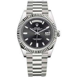 Day-Date 40 Automatic Black Diamond Dial Men's 18K White Gold President Watch 228239BKDP