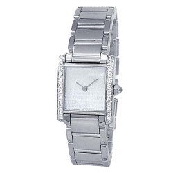 Pre-owned Cartier Tank Francaise Quartz Diamond Silver Dial Ladies Watch WE1024S3