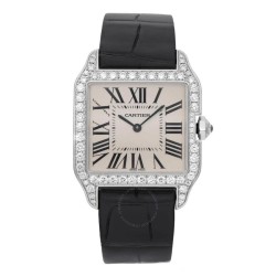 Pre-owned Cartier Santos Dumont Diamond Silver Dial Ladies Watch WH100251