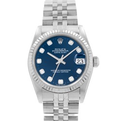 Pre-owned Rolex Datejust Automatic Diamond Blue Dial Men's Watch 68274 BLDJ