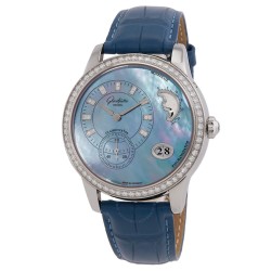 Glashutte PanoMatic Luna Diamond Blue Mother of Pearl Dial Automatic Ladies Watch 1-90-12-03-12-02
