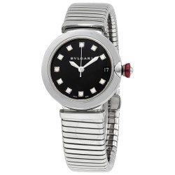 LVCEA Tubogas Black Lacquered Diamond Dial Automatic Ladies Watch 102953