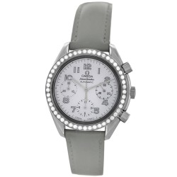 Pre-owned Omega Speedmaster Chronograph Automatic Diamond White Dial Ladies Watch 3815.72.55