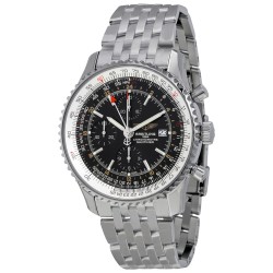 Pre-owned Breitling Navitimer World GMT Chronograph Automatic Black Dial Men's Watch A2432212-B726-453A