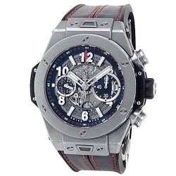 Pre-owned Hublot Big Bang Unico Titanium Chronograph Skeleton Dial Men's Watch 411.NX.1170.RX