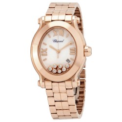 Happy Sport Oval Floating Diamond 18 kt Rose Gold Ladies Watch 275350-5002
