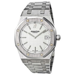 Pre-owned Audemars Piguet Royal Oak Jumbo White Guilloche Dial Men's Watch 15202ST.OO.0944ST.01