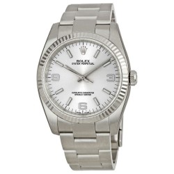 Pre-owned Rolex Oyster Perpetual Silver Dial Men's Watch 116034SASO