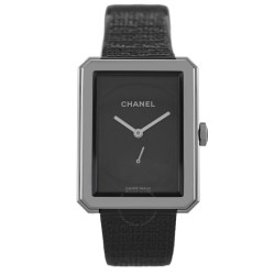 Pre-owned Chanel Boy-Friend Black Guilloche Dial Ladies Watch H5201