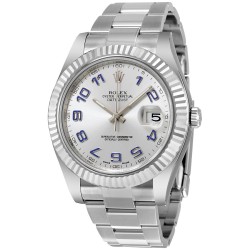 Pre-owned Rolex Datejust II Rhodium Dial Stainless Steel Oyster Bracelet Automatic Men's Watch 116334RBLAO