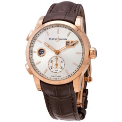 Pre-owned Ulysse Nardin Dual Time GMT Silver Dial Men's Watch 3346-126/91