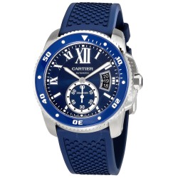 Pre-owned Cartier Calibre Diver Blue Dial Men's Watch WSCA0011