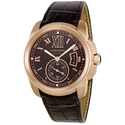 Pre-owned Cartier Calibre De Cartier Brown Dial Men's Watch W7100007