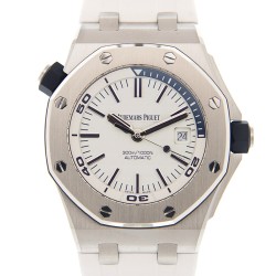 Pre-owned Audemars Piguet Royal Oak Offshore White with Mega Tapisserie pattern Dial Men's Watch 15710ST.OO.A010CA.01