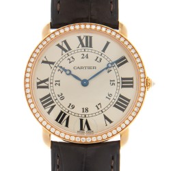 Pre-owned Cartier Ronde Louis Cartier GMT Diamond Silver Dial Ladies Watch WR000651