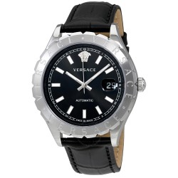 Open Box - Versace Hellenyium Black Dial Automatic Men's Leather Watch VZI010017