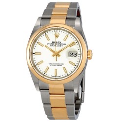 Datejust 36 White Dial Automatic Men's Steel and 18k Yellow Gold Oyster Watch 126203WSO