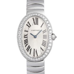 Pre-owned Cartier Baignoire Diamond Silver Dial Ladies Watch WB520025