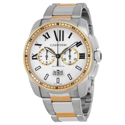 Calibre de Cartier Chronograph Automatic Silver Dial Men's Watch W7100042