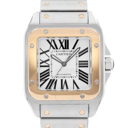 Pre-owned Cartier Santos 100 Automatic Silver Dial Men's Watch W200728G