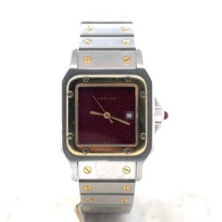 Pre-owned Cartier Santos Carree Automatic Red Dial Unisex Watch 2960