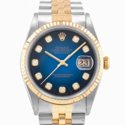 Pre-owned Rolex Datejust 36 Automatic Chronometer Diamond Blue Dial Men's Watch 16233 BLDJ