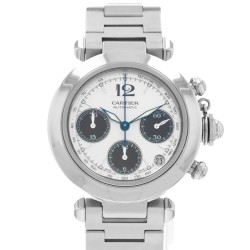 Pre-owned Cartier Pasha Chronograph Automatic Silver Dial Men's Watch W3,1048M7