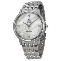 Pre-owned Omega De Ville Automatic Chronometer Diamond White Mother of Pearl Dial Ladies Watch 424.10.33.20.55.001