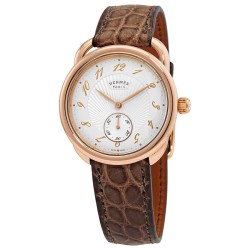 Arceau Ecuyere Automatic Silver Dial 18kt Rose Gold Ladies Watch 037931WW00