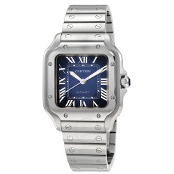 Pre-owned Cartier Santos De Cartier Medium Model Automatic Blue Dial Men's Watch WSSA0063