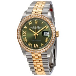 Green Diamond Dial Automatic Ladies Steel and 18K Yellow Gold Jubilee Watch 126283GNRDJ