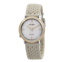 L Ambiluna Eco-Drive Beige Dial Ladies Watch EM1006-40A