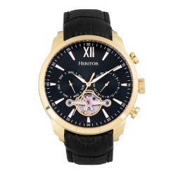 Arthur Automatic Black Dial Black Leather Men's Watch HR7905