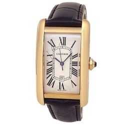 Pre-owned Cartier Tank Americaine Silver Guilloche Dial Men's Watch W2603156