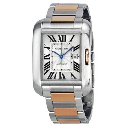 Tank Anglaise Large Automatic Rose Gold and Steel Ladies Watch W5310037