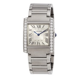 Tank Francaise Medium Model Diamond Silver Dial Ladies Watch W4TA0021