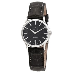 Les Bemonts Black Dial Black Leather Ladies Watch 57001 3 GIN