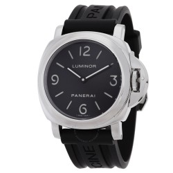 Pre-owned Panerai Luminor Base Acciaio Hand Wind Black Dial Men's Watch OP6727