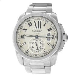 Pre-owned Cartier Calibre de Cartier Automatic Silver Dial Men's Watch W7100015