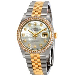 Datejust 36 Mother of Pearl Diamond Dial Ladies Steel and 18kt Yellow Gold Jubilee Watch 126283MDJ