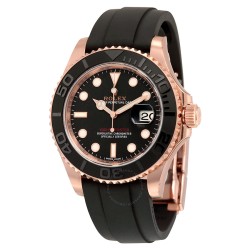 Yacht-Master Automatic Black Dial 18kt Everose Gold Black Rubber Strap Men's Watch 116655BKSRS