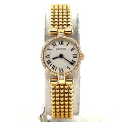Pre-owned Cartier Panthere Vendome Quartz Diamond Silver Dial Ladies Watch 8057005