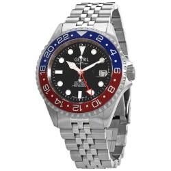 Wall Street GMT Black Dial Pepsi Bezel Men's Watch 4952B